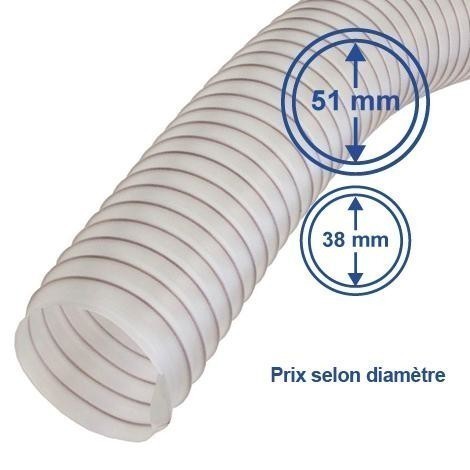 Tuyau flexible d'aspiration, PU ép. 0,6mm, prix pour 10 mètres